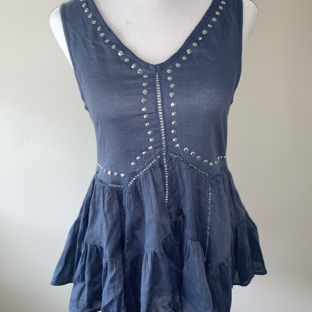 Blue abercrombie flowy tank top